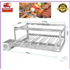Churrasqueira Gira Grill Elétrico 6 Espetos 100% Inox