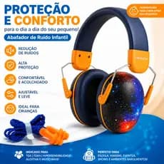 Abafador de Ruído Infantil Ajustável Confortável Alta Proteção para Crianças TEA TDAH