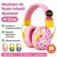 Abafador de Ruído Infantil 32dB Ajustável Protetor Auricular Criança Confortável e Seguro
