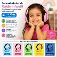 Abafador de Ruído Infantil 32dB Ajustável Protetor Auricular para Autismo TEA TDAH Crianças