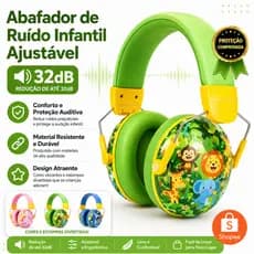 Protetor Auricular Infantil 32dB Abafador de Ruído Confortável Seguro para Crianças