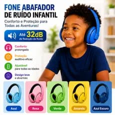 Protetor Auricular Abafador de Ruído 32dB Infantil Adulto Autismo TEA TDAH Ajustável Confortável