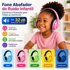 Abafador de Ruído Infantil e Adulto 32dB Protetor Auricular Antirruído para Autismo TEA TDAH Bebê Criança Ajustável