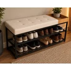 Banco Sapateira Banquinho Recamier Estofado Capitone 110cm Com Porta Chaves Telado Decorativo