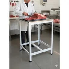 Mesa De Serviço Bancada Confeitaria 60x60cm Com Prateleira Grade E Tampo Em Inox Linha Multiuso