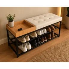 Banco Sapateira Banquinho Recamier Estofado 110cm Com Porta Chaves Objetos