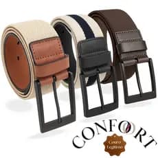 Cinto Masculino Esportivo de Couro Legítimo Naturale/Floater com Elástico - Várias Opções