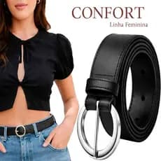 Cinto Casual Feminino Couro Sintético Ecológico Conforto Estilo - Lindas Cores