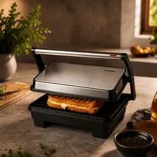 Sanduicheira Elétrica Grill 1000W Potente Antiaderente Inox 127V/220V Grelha Hambúrguer Churrasco