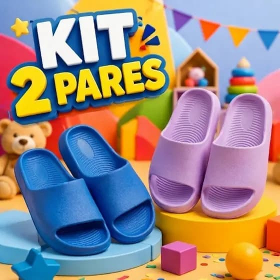 Kit 2 Pares de Chinelo Infantil Slide Nuvem Antiderrapante Menino Menina Verão Praia