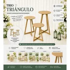 Trio de mesa Decoração de Festa lançamento Mesas Triângulo Desmontável em MDF 9mm
