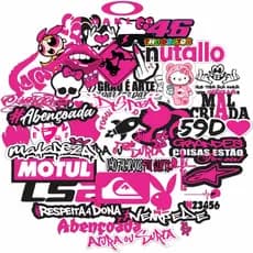 Super Kit De Adesivos 244 Moto Bike Carro Meninas Cartela Pink Rosa Feminino Barbie Du Adesivo Vinil