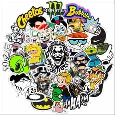Mega Cartela de Adesivos Cartoon 42 Desenhos Animados para Decorar com Stickers Vinil Du Adesivo