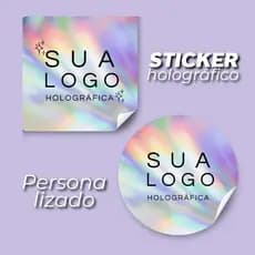 Kit 500 Adesivos Holográfico Personalizado 5x5  Prova D'Água Para Sua Logo Marca Empresa Etiquetas