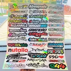 Kit 39 Adesivos Holografico Frases Escritos Para Moto Carro
