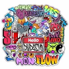 Kit Adesivos Estilo Rua Skate Graffiti Tag Bomb Hip Hop Rap Mega Cartela Du Adesivo + De 40uni