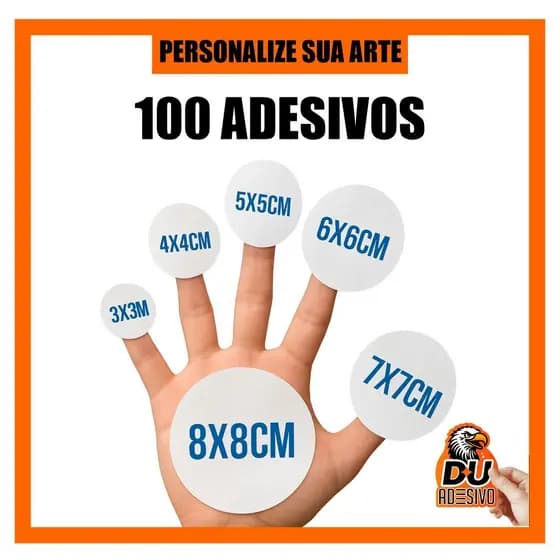 100 Adesivos Personalizado Sua Marca Logo Etiqueta Empresário Vinil Alta Resolução 3x3 ao 10x10