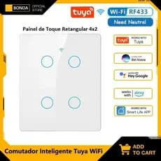 Tuya WiFi Smart Touch Switch Luz, (4x2 - 1-2-3-4) (4x4 - 6) Gang, C5, remoto ligado e desligado Luz,  Alexa, Google Home