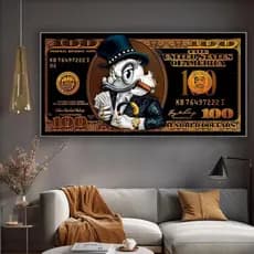 Quadro Decorativo Tio Patinhas Nota de 100 Dólares Estilo Pop Art