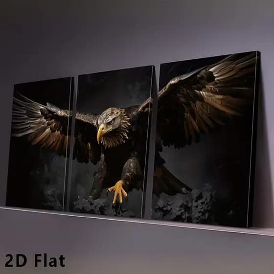 Quadro Decorativo Triptico Águia Majestosa em Voo