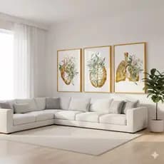 Kit 3 Quadros Decorativos Essência Humana Coração, Cérebro E Pulmão