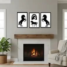 Quadro Decorativo 3m Para Decoração Moderna Cavalos.