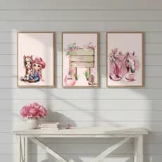 Quadros Menina, Cavalinho Rosa Personalizado Com Nome.