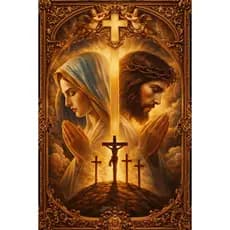 Quadro Decorativo Jesus e Maria em oração.