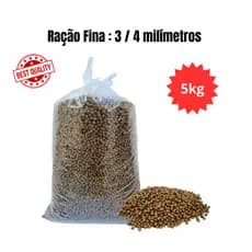 5kg Ração Peixe Fina 3/4mm Engorda/Crescimento - Tilápia, Carpa - Alevinos INICIAL 36% Proteína