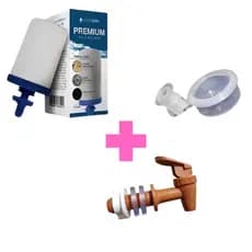 Kit Vela Filtro De Barro Carvão Ativado e Prata Coloidal Tripla Ação +1 Boia + 1 Torneira Marrom