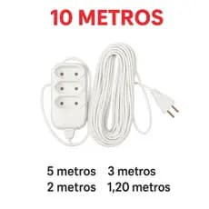 Extensão elétrica branca 10  Metros 3 Tomadas 10A~ 250V.