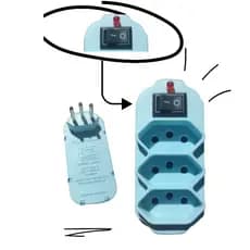 Tomada Adaptador Benjamim 2p+T Triplo Liga/Desliga New jack Azul