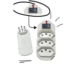 Benjamim Adaptador branco tomada triplo com  Interruptor  Liga/Desliga 3 ENTRADAS  A10 ~250V INMETRO