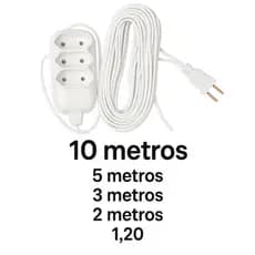Extensão elétrica Branca  baby 10 Metros  3 Tomadas 10A~ 250V.