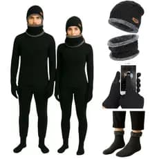 Kit Inverno Segunda Pele Completo | Térmico com Touca, Cachecol, Blusa, Calça, Luvas e Meias