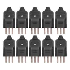 Kit 10 Tomadas Plug Macho 3P 10a Preto Com Prensa Cabos