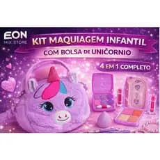 Kit Maquiagem Infantil Bolsa Unicórnio 4 Em 1 Brinquedo Menina Sombra Batom Acessórios Presente
