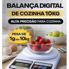 Balança Digital de Cozinha 10kg Alta Precisão 1g a 10kg Balança Culinária LCD Função Tara