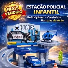 Brinquedo Estacao Policial Infantil Carrinho Helicoptero Pista Rampas Acao Divertida Educativo