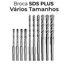 Broca Tipo Sds Plus 4, 6, 8, 10, 12, 14 e 16mm Concreto Vídea Atacado Profissional Martelete Furadeira Tijolo Widea