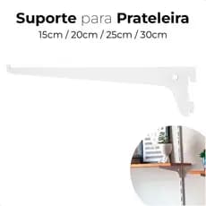 Suporte Para Prateleira Trilho Cremalheira 15cm 20cm 25cm 30cm Mão Francesa Branco e Preto
