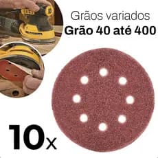 10 Peças Disco de Lixa Pluma alta Qualidade 125mm Grão 40 à 400