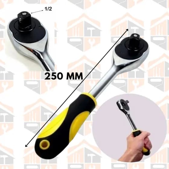 Chave Catraca Reversível Manual 1/2 Polegada Em Aço Carbono Para Soquete