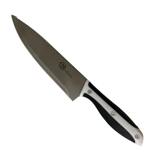 Faca Chef de Cozinha Cabo Preto Branco 8''