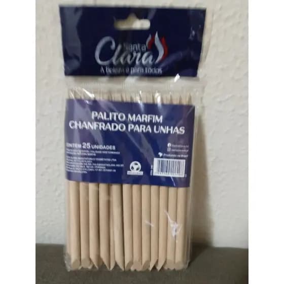 25 PALITOS MARFIM PARA MANICURE, GROSSOS, 2 PONTAS (FINA/CHANFRADA)