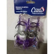 CONJUNTO COM 6 PRENDEDORES/PIRANHAS PLASTICAS TRIDENTE PARA CABELO. TIPO ACRÍLICO. ("SANTA CLARA")