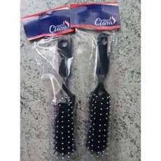KIT COM 2 ESCOVAS JACARÉ PRETA PARA CABELO "SANTA CLARA".