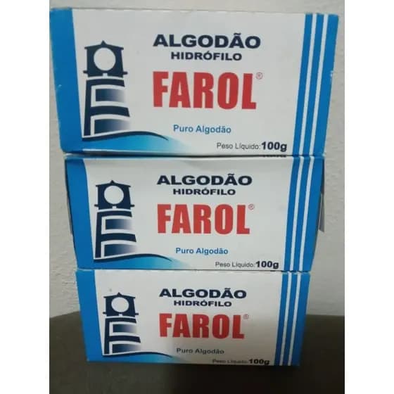 KIT COM 3 CAIXAS DE ALGODÃO FAROL (3 X 100G) TOTAL DE 300G.