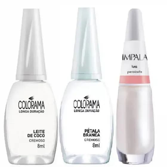 Kit Esmalte Colorama Leite de coco e Pétala Branca+Impala Lua
