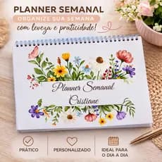 Planner Semanal Personalizado A5 | 54 Páginas | Capa com Nome, Foto ou Logo | Agenda Semanal Espiral | Organizador